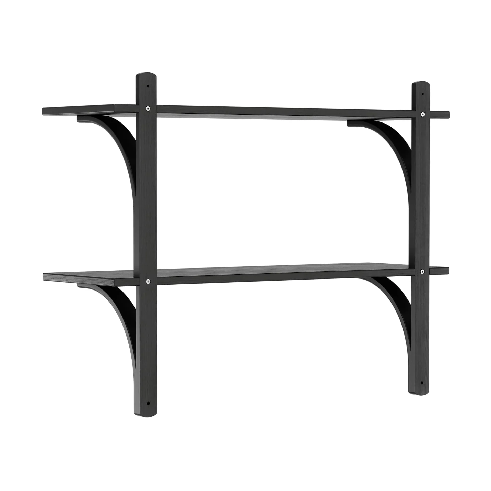 Levi étagère, Frêne noir-acier inoxydable, 2 étagères, 90 cm Swedese