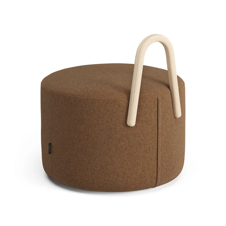 Pouf Velours Et Chêne Naturel - Assise Design Et Confortable
