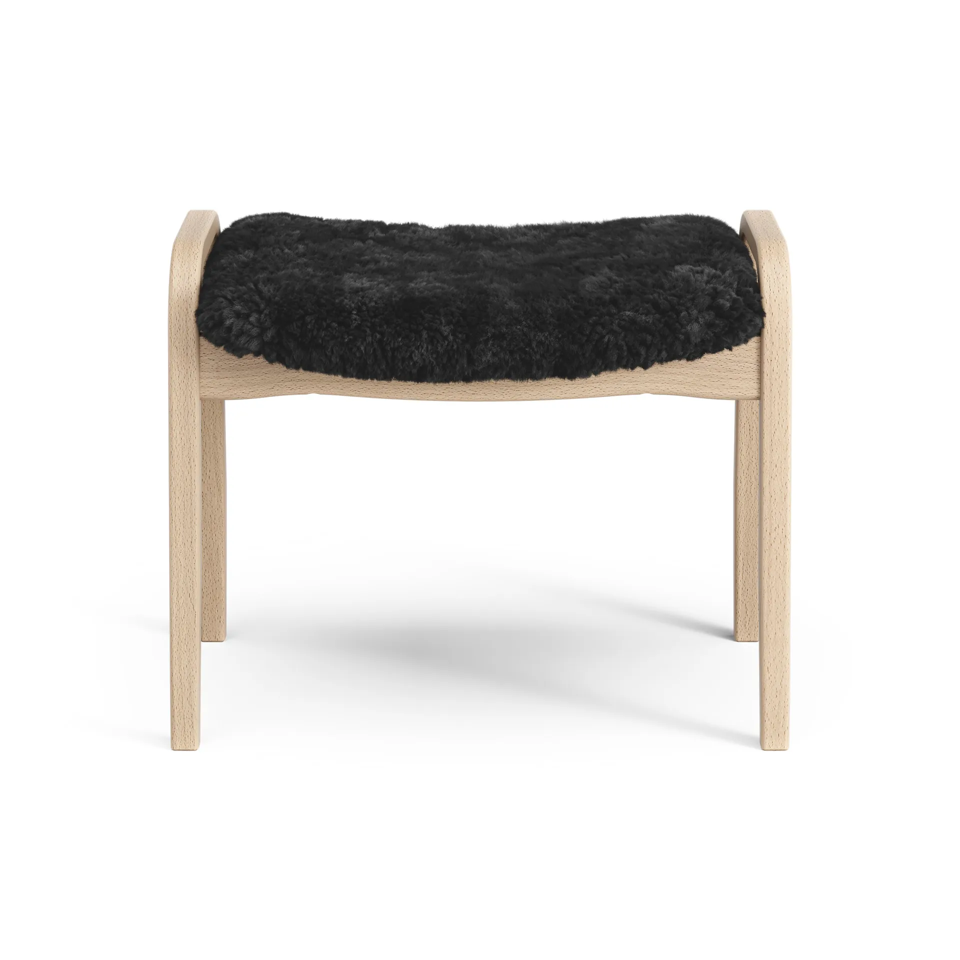 Repose-pieds pour enfant Lamini hêtre laqué/peau de mouton, Black (noir) Swedese