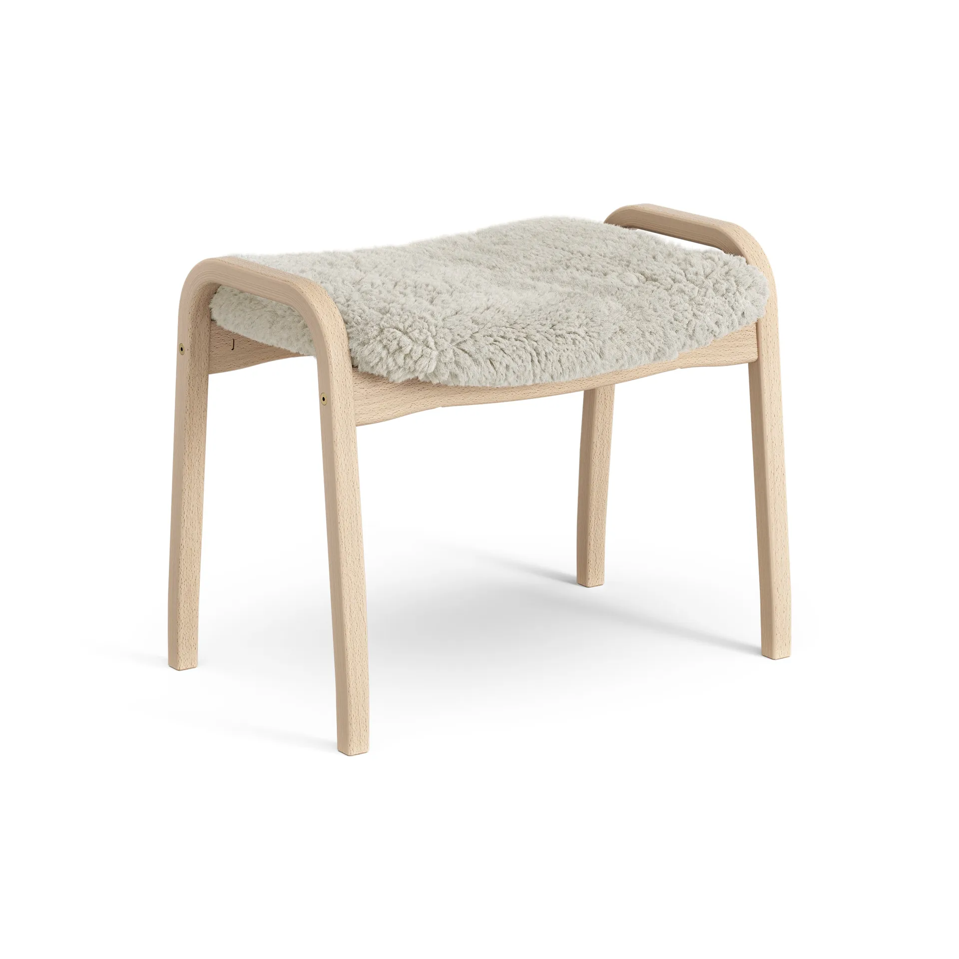 Repose-pieds pour enfant Lamini hêtre laqué/peau de mouton, Moonlight (beige) Swedese