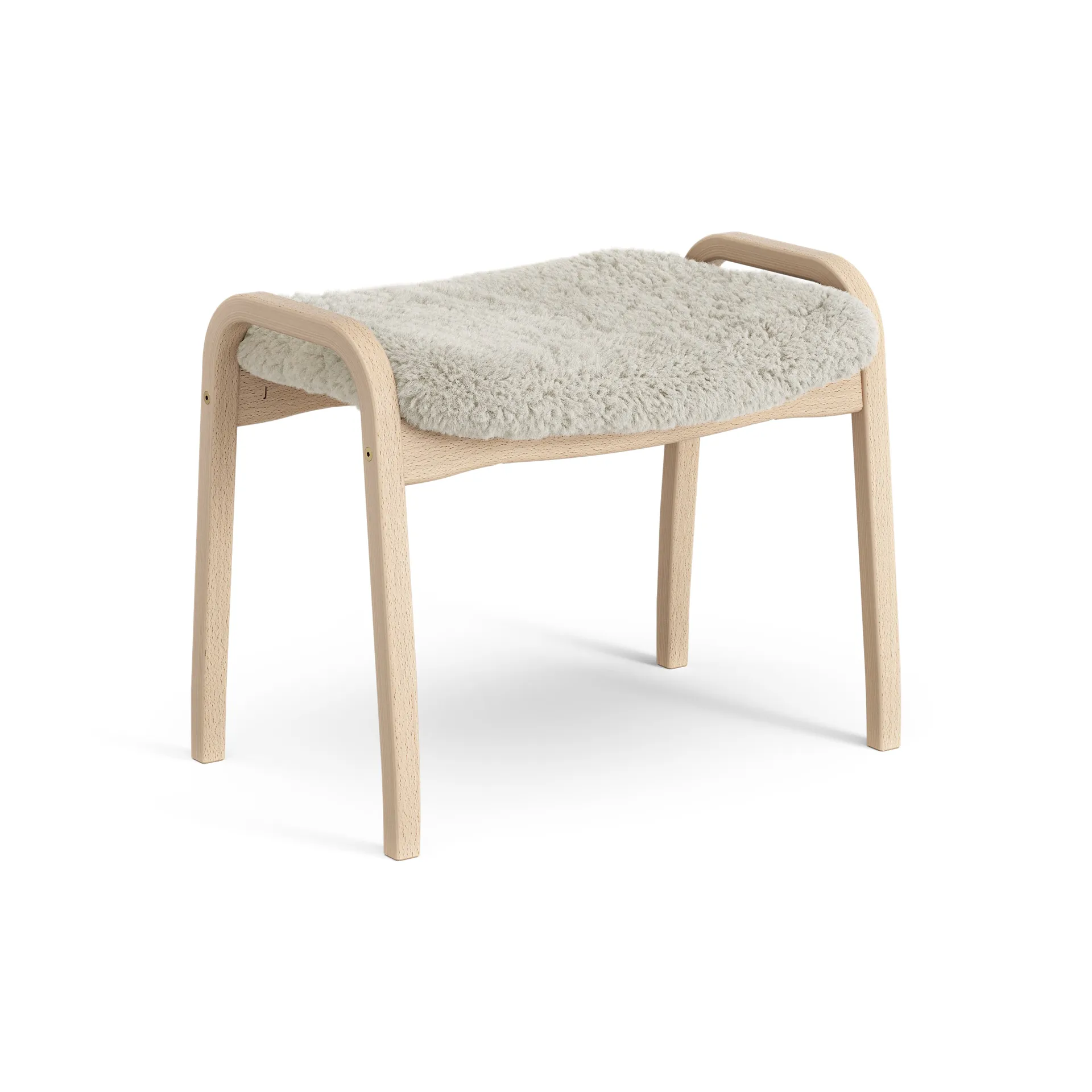Repose-pieds pour enfant Lamini hêtre laqué/peau de mouton, Moonlight (beige) Swedese