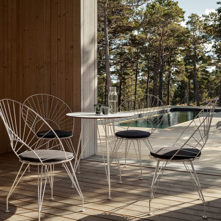 Table bistrot Desirée, Stratifié blanc, ø 110 cm, base laquée blanche Swedese