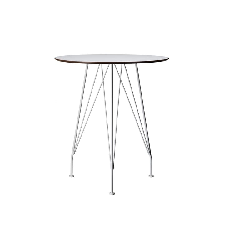 Table bistrot Desirée - stratifié blanc, ø 110 cm, base laquée blanche - Swedese
