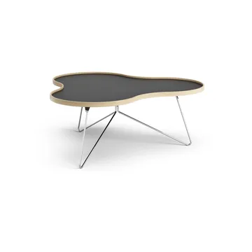 Table Flower 107x114 cm - noir, 45 cm, bord en chêne, structure chromée - Swedese