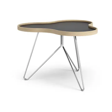 Table Flower 62x66 cm - 45 cm, Noir-bord en chêne-structure chromée - Swedese