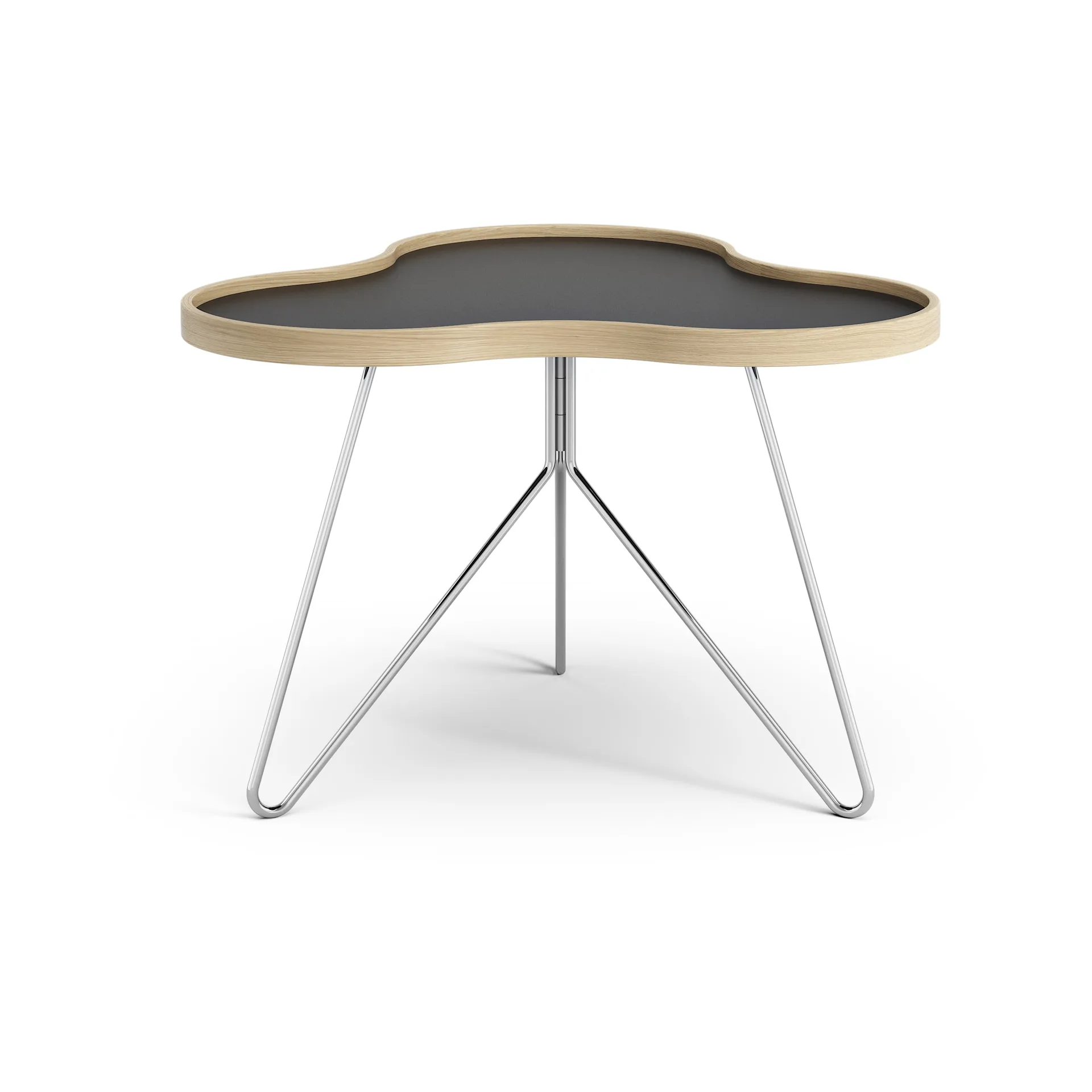 Table Flower 62x66 cm, 45 cm, Noir-bord en chêne-structure chromée Swedese