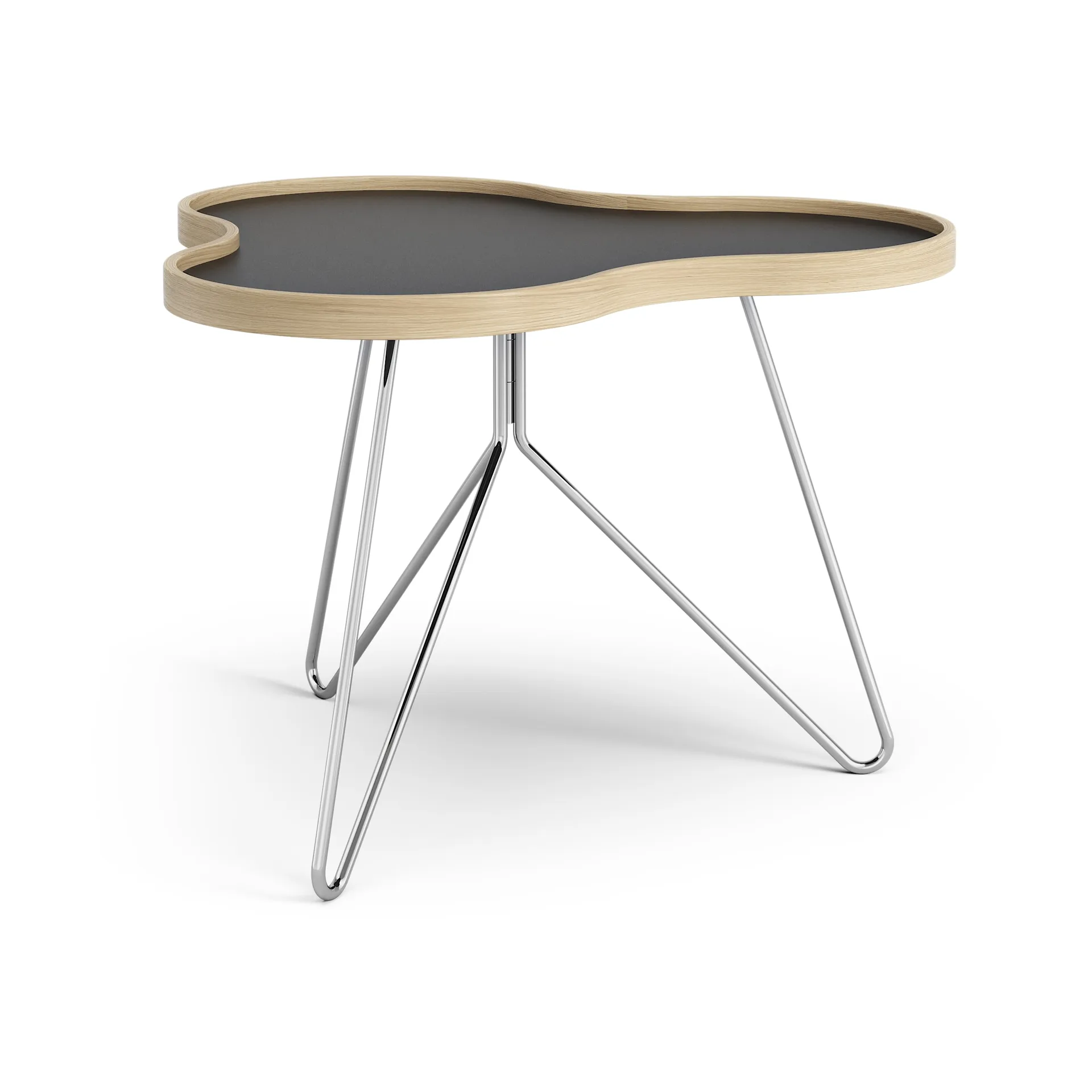 Table Flower 62x66 cm, 45 cm, Noir-bord en chêne-structure chromée Swedese