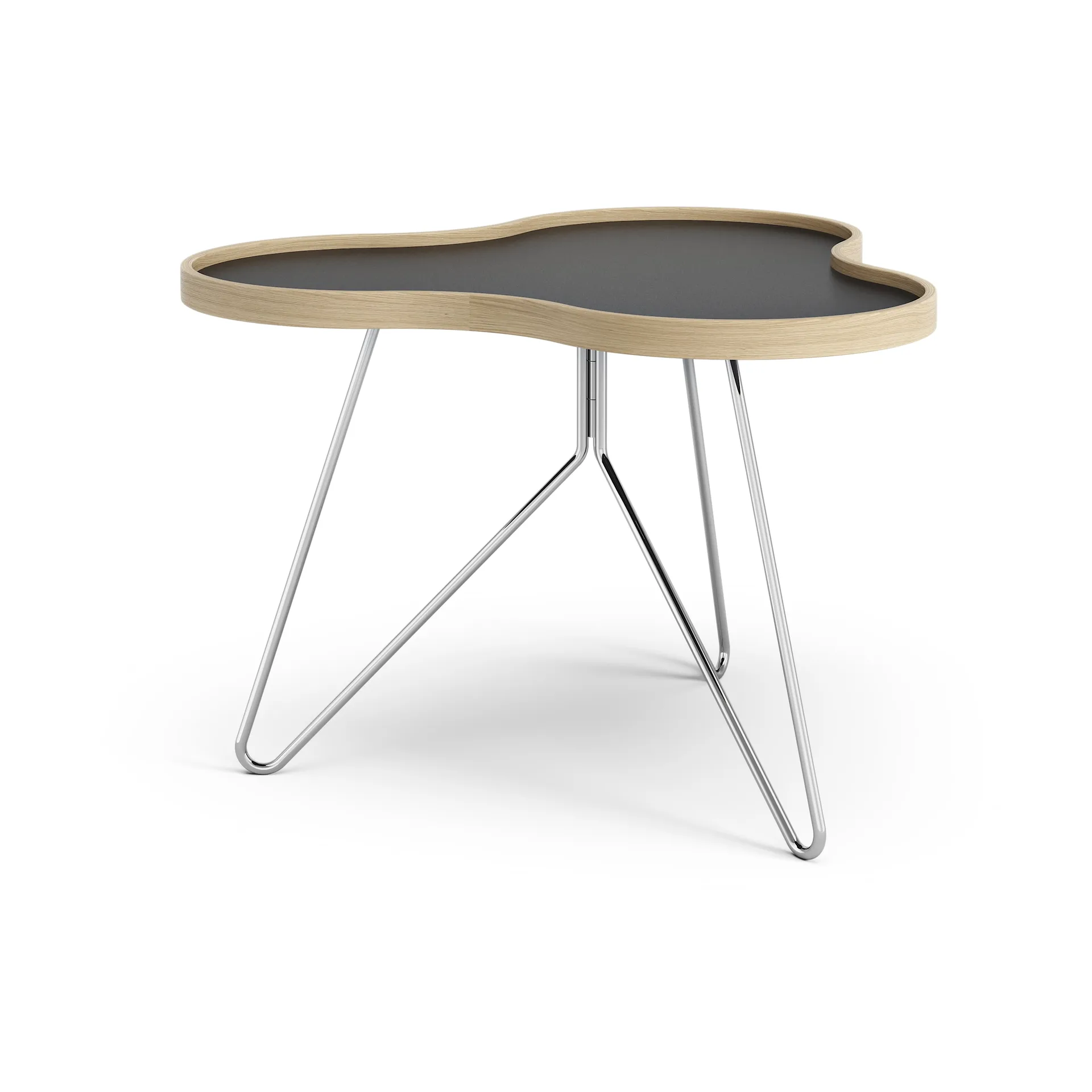 Table Flower 62x66 cm, 45 cm, Noir-bord en chêne-structure chromée Swedese