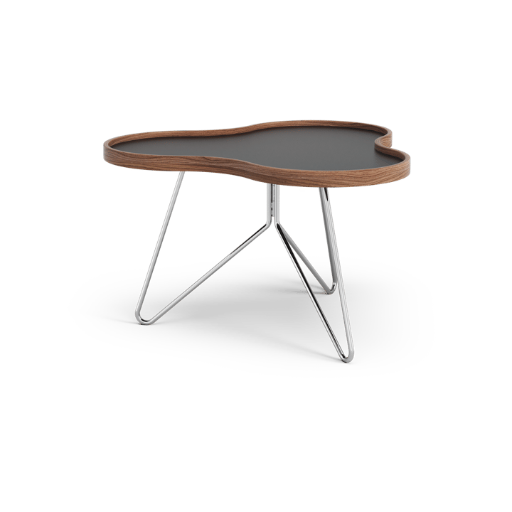 Table Flower 62x66 cm, noir, 39 cm, bord en noyer, structure chromée Swedese
