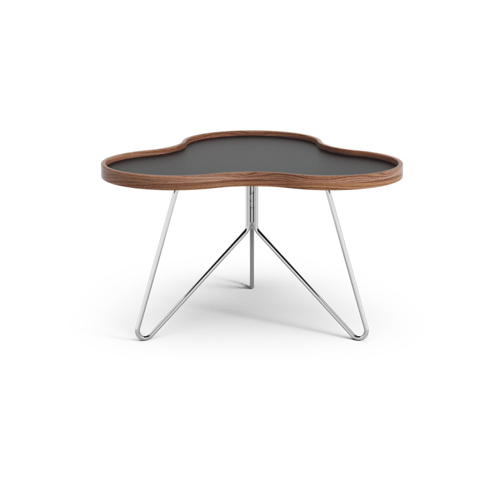 Table Flower 62x66 cm, noir, 39 cm, bord en noyer, structure chromée Swedese