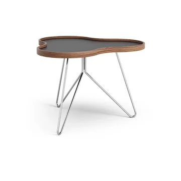 Table Flower 62x66 cm - noir, 45 cm, bord en noyer, structure chromée - Swedese