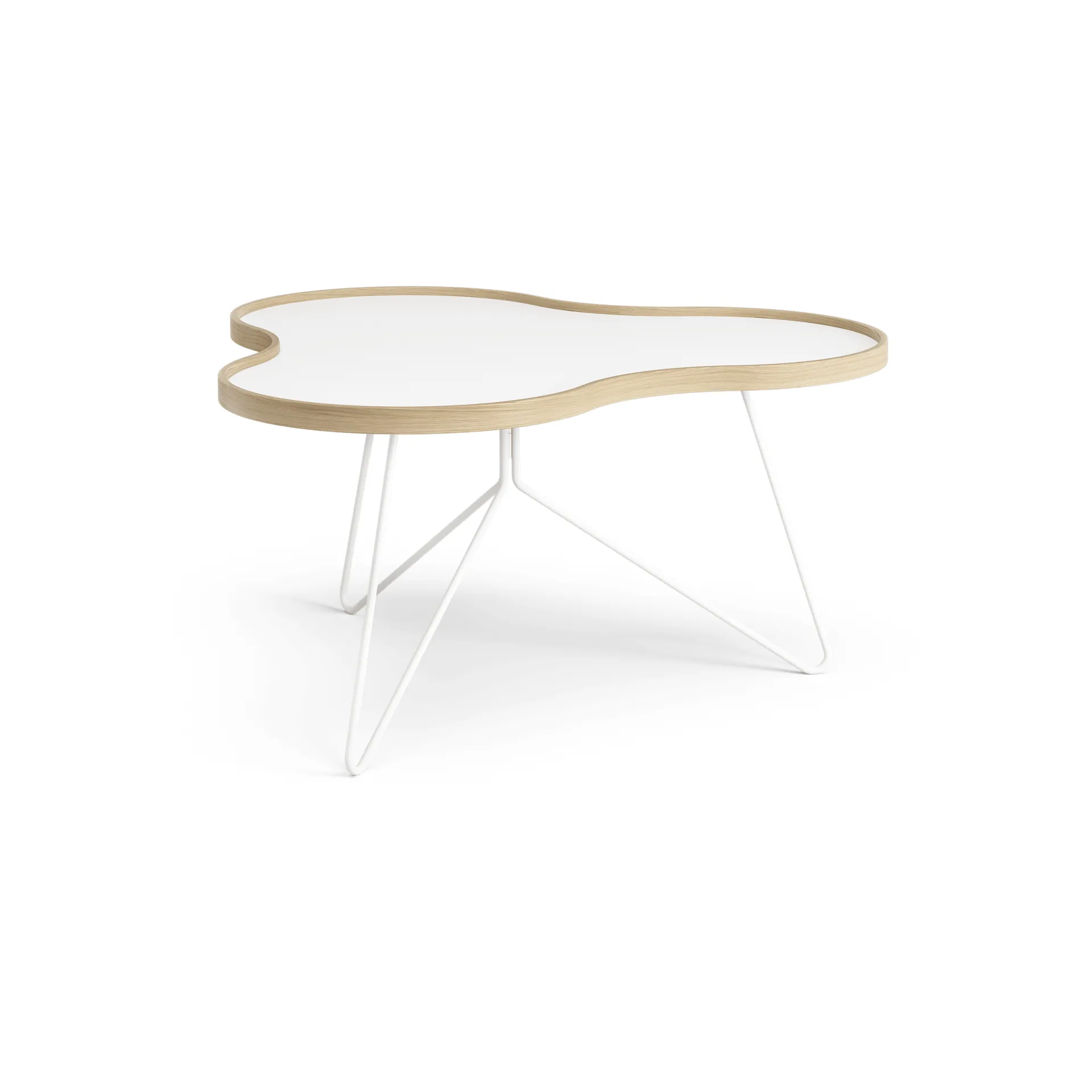Table Flower 84x90 cm, blanc, 45 cm, bord en chêne, structure blanche Swedese