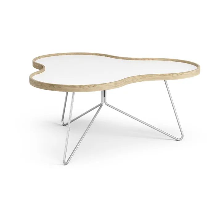Table Flower 84x90 cm - H39 cm-blanc-chêne-chrome - Swedese