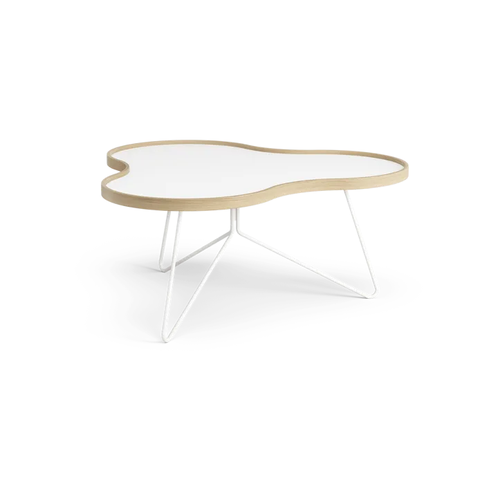 Table Flower 84x90 cm - H39cm-blanc-chêne-support blanc - Swedese