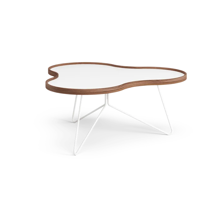 Table Flower 84x90 cm - H39cm-blanc-noyer-piètement blanc - Swedese