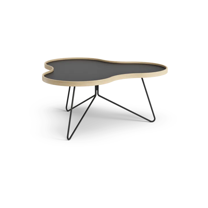 Table Flower 84x90 cm - H39cm-noir-chêne-pieds noirs - Swedese