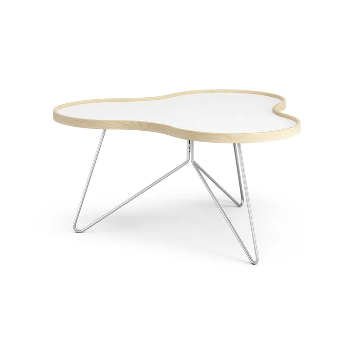 Table Flower 84x90 cm - H45 cm-blanc-bouleau-chrome - Swedese