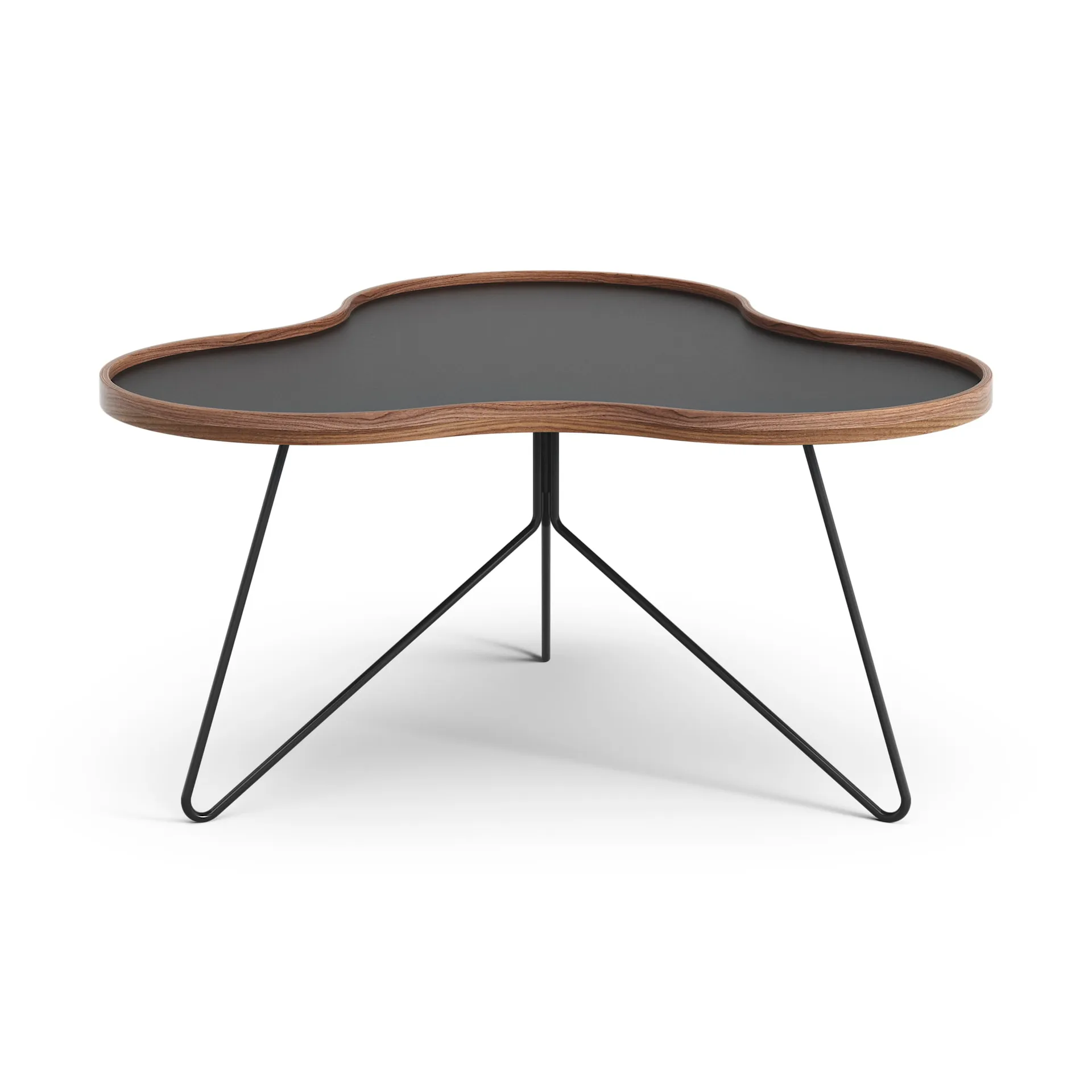 Table Flower 84x90 cm, H45-noir-bord noyer-structure noire Swedese