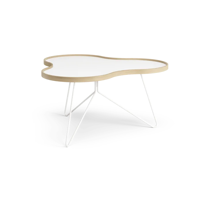 Table Flower 84x90 cm - H45cm-blanc-chêne-pieds blancs - Swedese