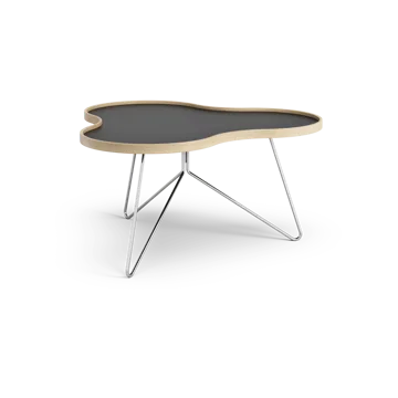 Table Flower 84x90 cm - noir, 45 cm, bord en chêne, structure chromée - Swedese
