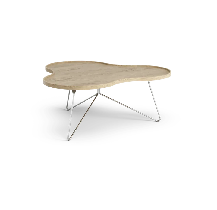 Table Flower mono 107x114 cm - H45 cm-chêne naturel-chrome - Swedese