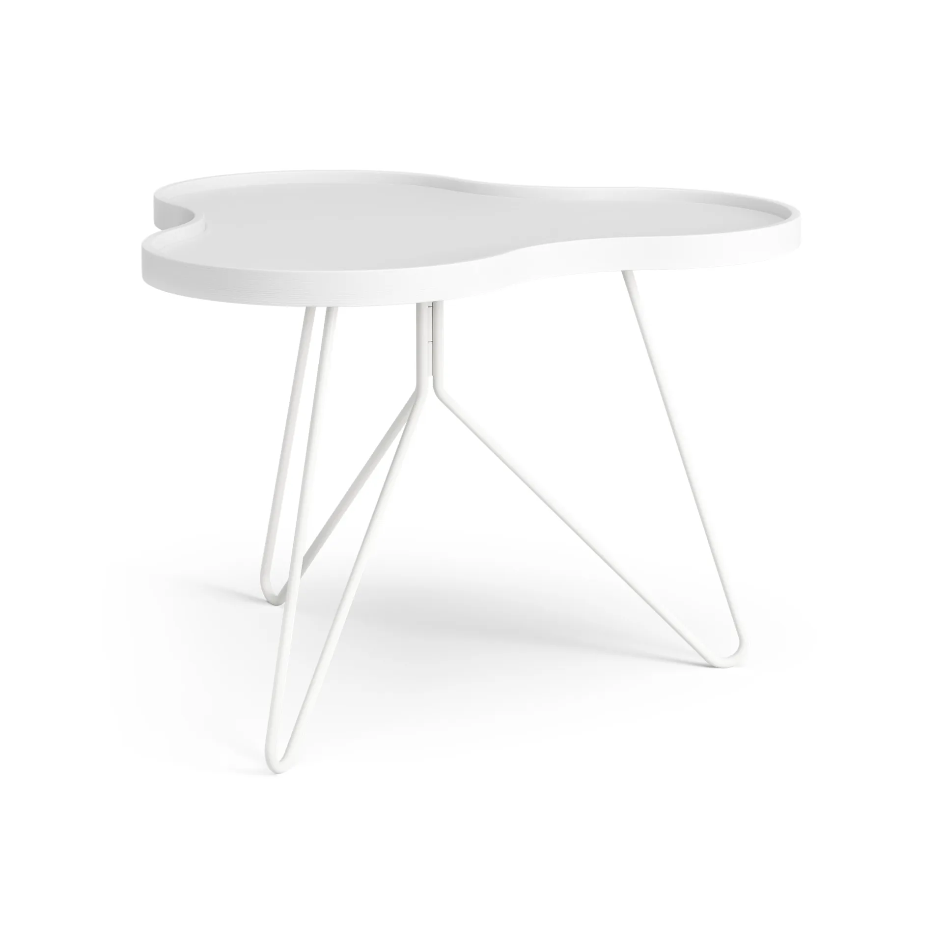 Table Flower mono 62x66 cm, Frêne lasuré blanc H45 cm Swedese