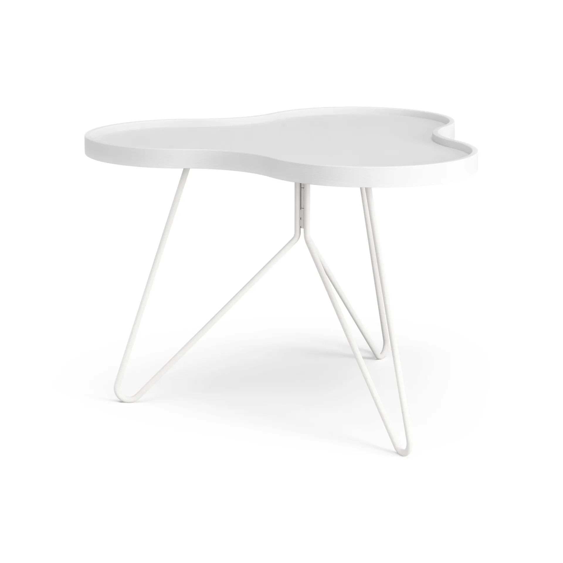Table Flower mono 62x66 cm, Frêne lasuré blanc H45 cm Swedese