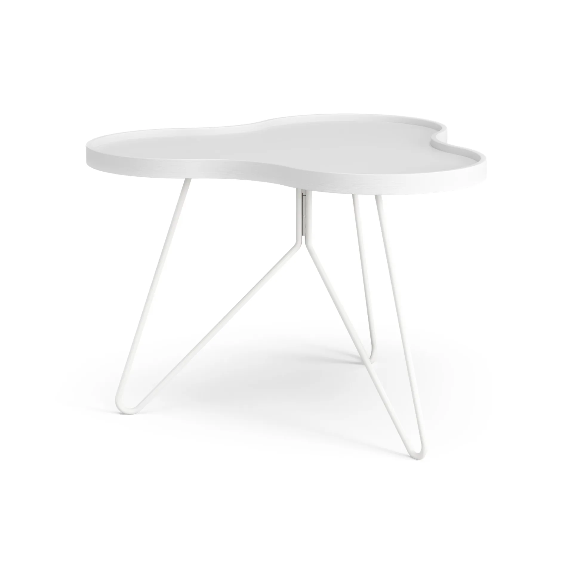 Table Flower mono 62x66 cm, Frêne lasuré blanc H45 cm Swedese