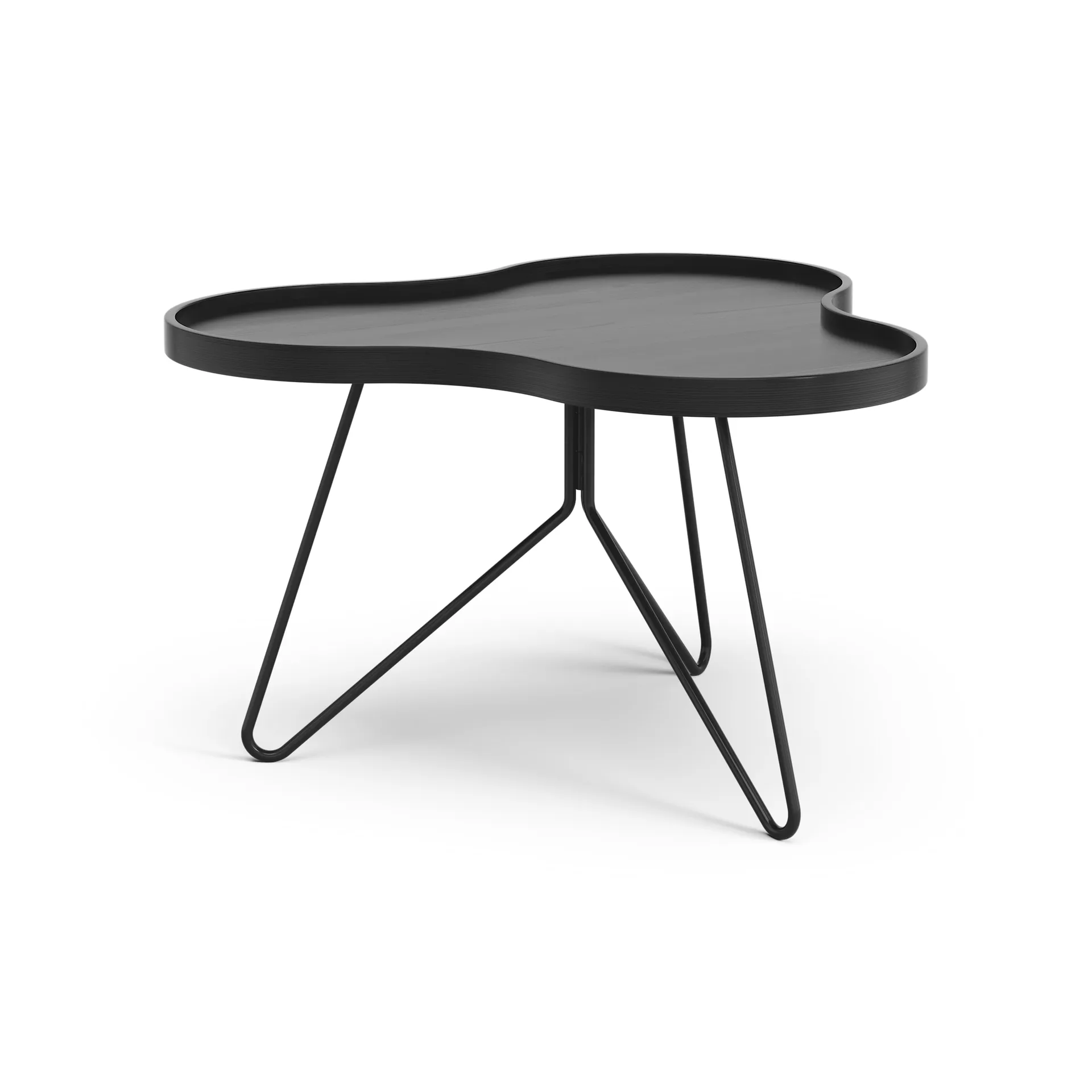 Table Flower mono 62x66 cm, H39 cm frêne émaillé noir Swedese