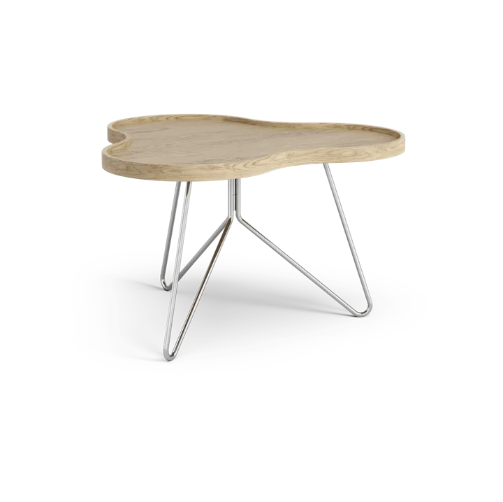 Table Flower mono 62x66 cm - H39cm-chêne naturel-chrome - Swedese