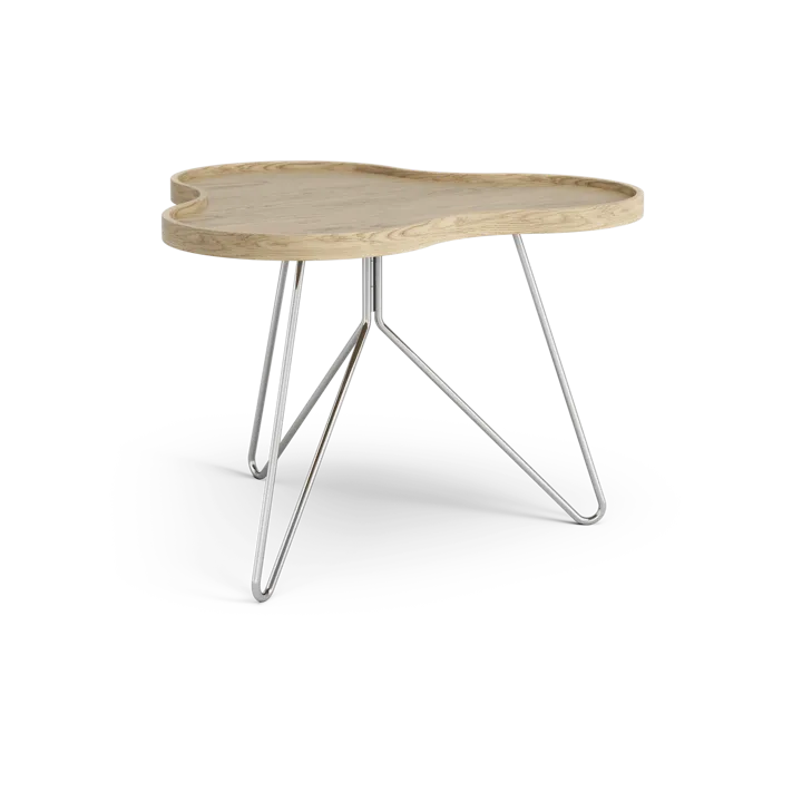 Table Flower mono 62x66 cm - H45cm-chêne naturel-chrome - Swedese
