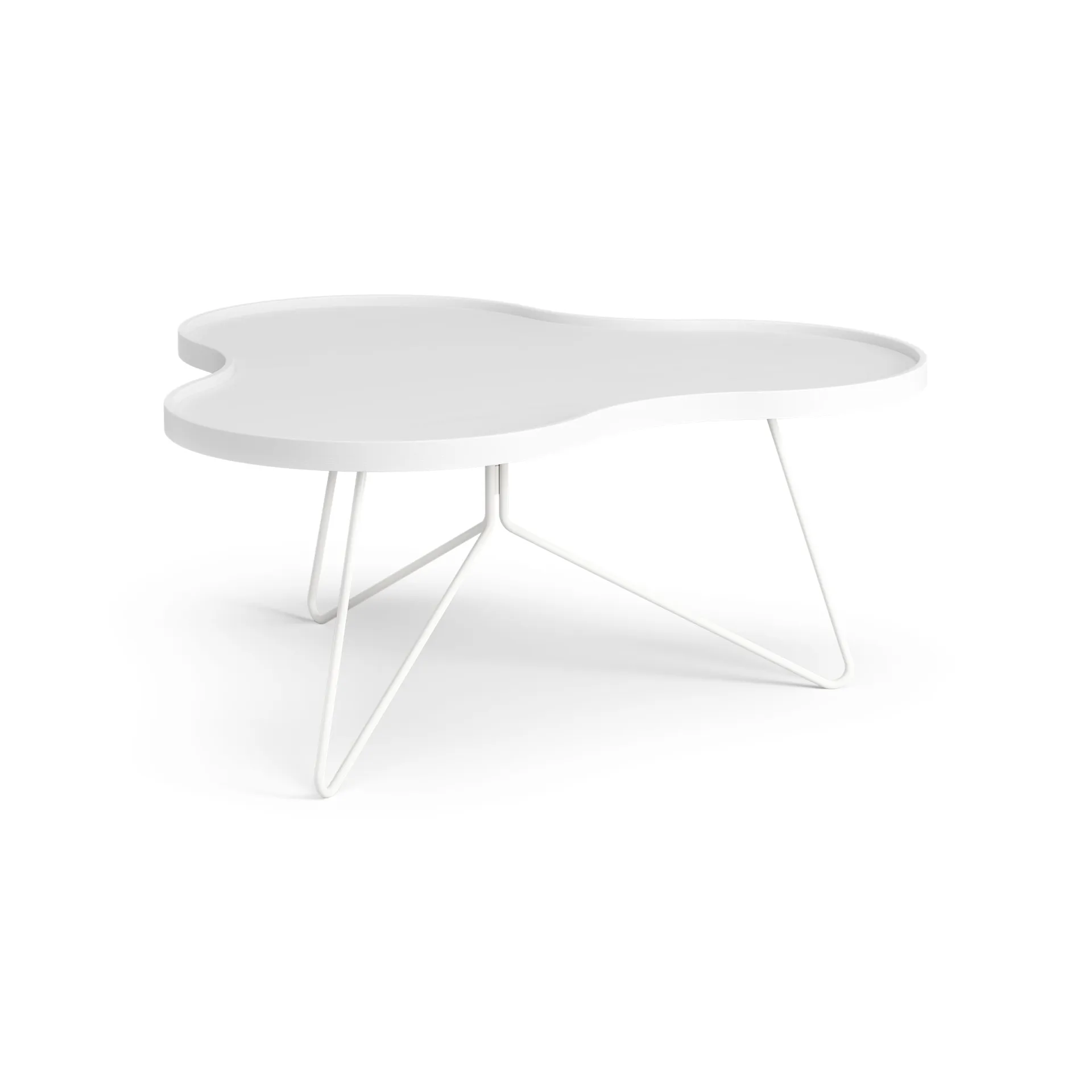 Table Flower mono 84x90 cm, H39 cm frêne laminé blanc Swedese