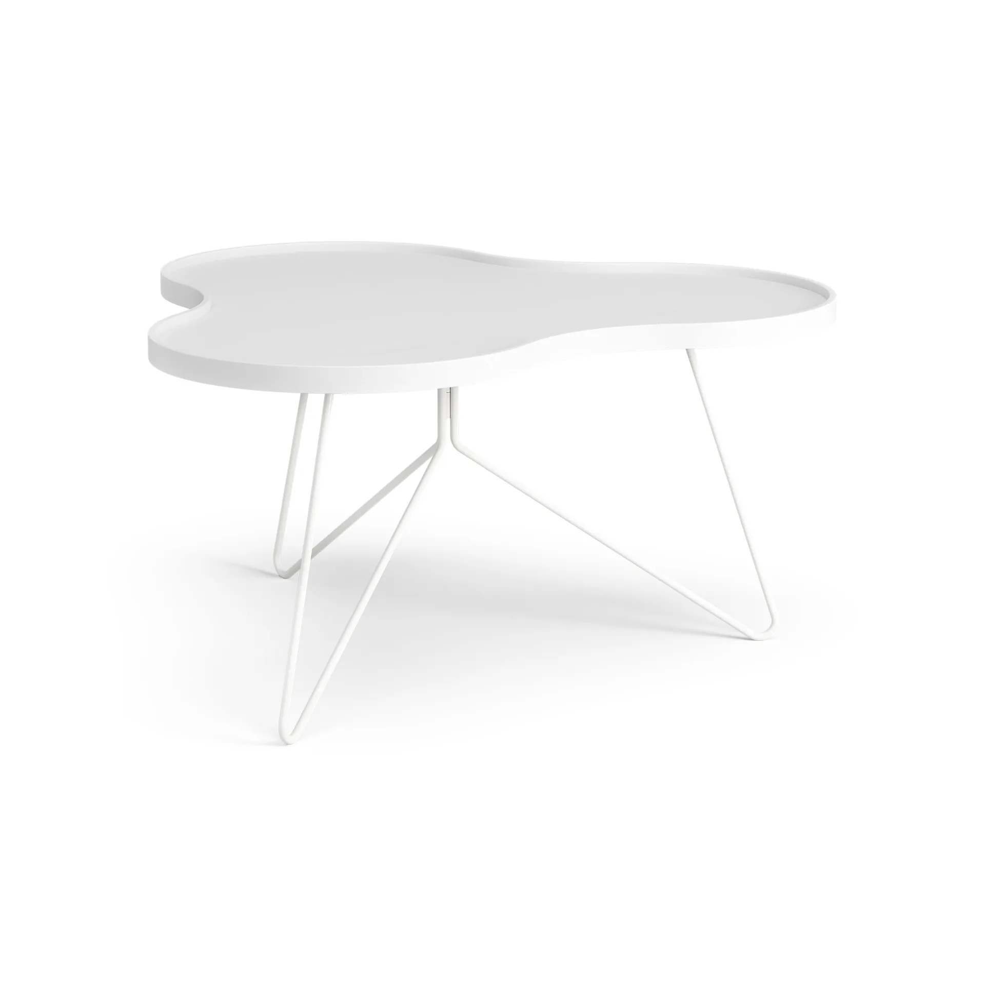 Table Flower mono 84x90 cm, H45 cm frêne laminé blanc Swedese