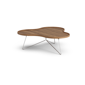Table Flower Mono édition spéciale 107x114 cm - H39 cm noyer laqué acier chromé - Swedese