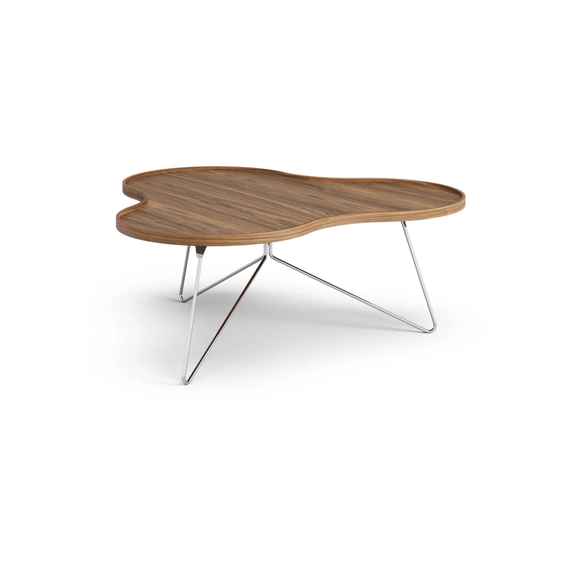 Table Flower Mono édition spéciale 107x114 cm, H45 cm noyer laqué acier chromé Swedese