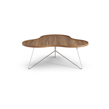 Table Flower Mono édition spéciale 107x114 cm - H45 cm noyer laqué acier chromé - Swedese