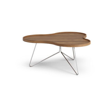 Table Flower Mono édition spéciale 84x90 cm - H39 cm noyer laqué acier chromé - Swedese