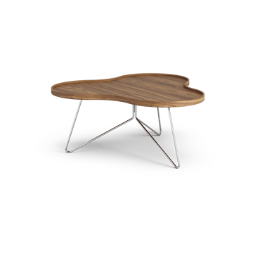 Table Flower Mono édition spéciale 84x90 cm - H39 cm noyer laqué acier chromé - Swedese