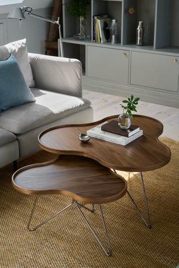 Table Flower Mono édition spéciale 84x90 cm - H45 cm noyer laqué acier chromé - Swedese