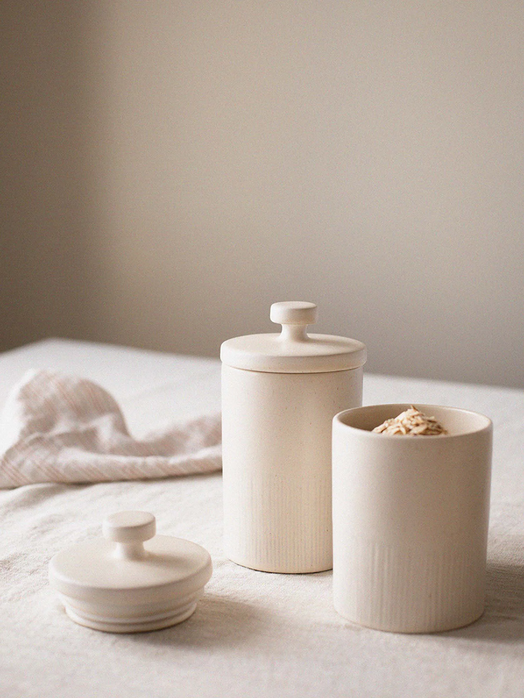 Bocal Palermo avec couvercle, Off-White, petit 0,95 L Tell Me More