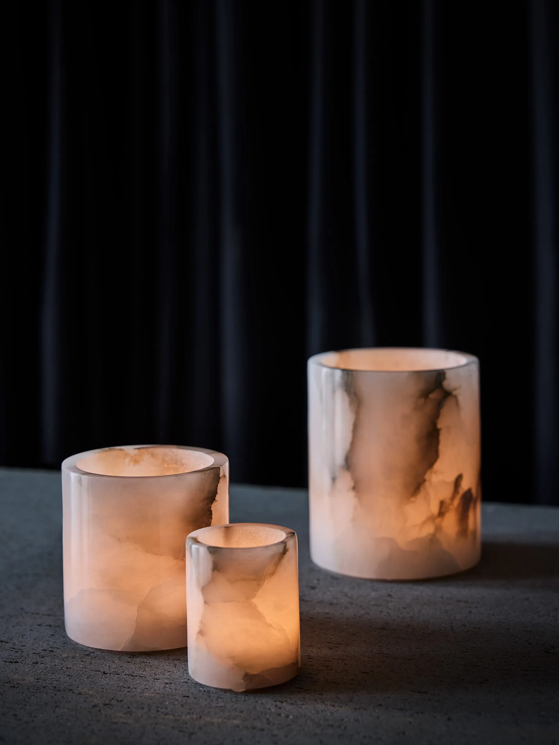 Bougeoir Alabaster, Blanc-beige, M 14 cm Tell Me More