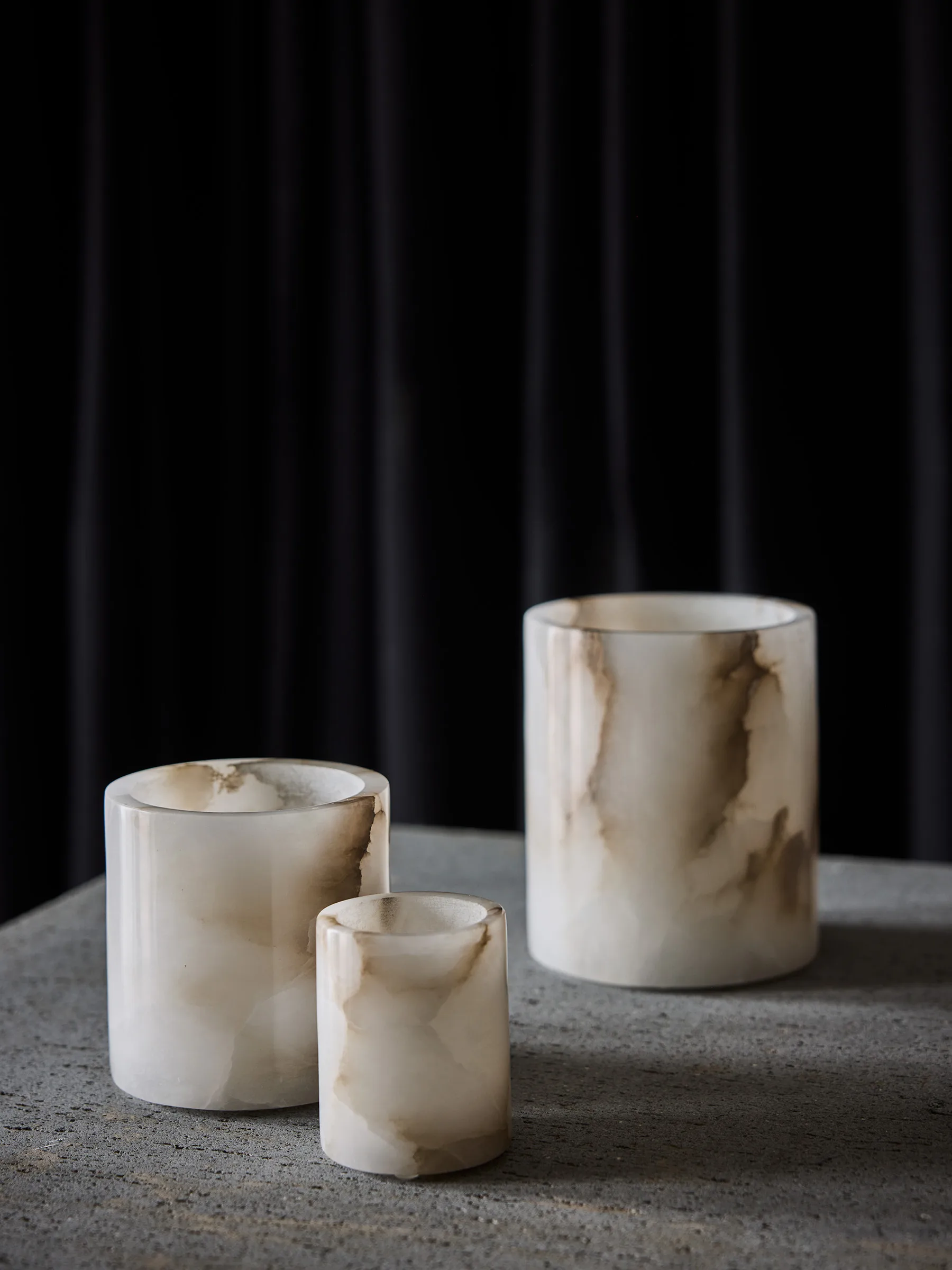Bougeoir Alabaster, Blanc-beige, S 10 cm Tell Me More