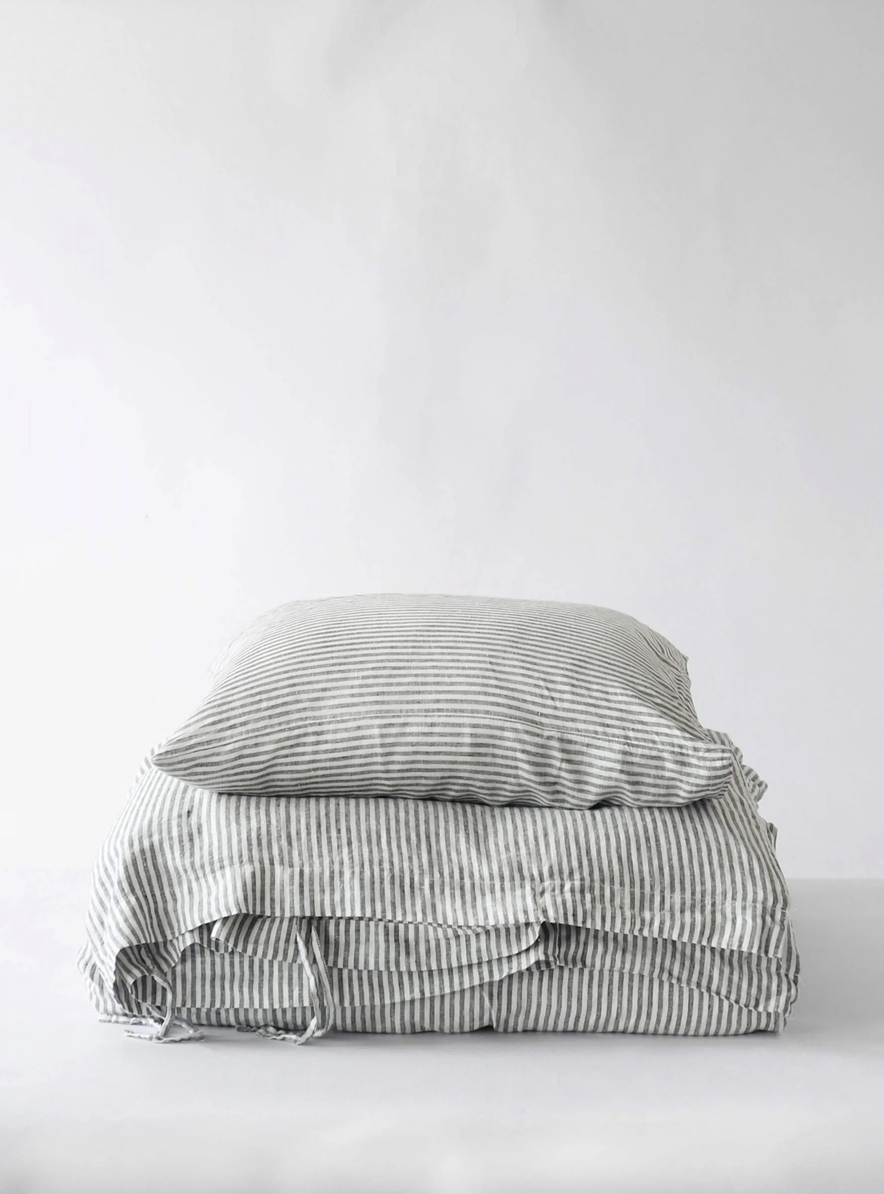 Housse de couette en lin 140x200 cm, Gris/blanc Tell Me More