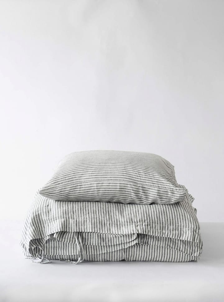 Housse de couette en lin 140x200 cm, Gris/blanc Tell Me More