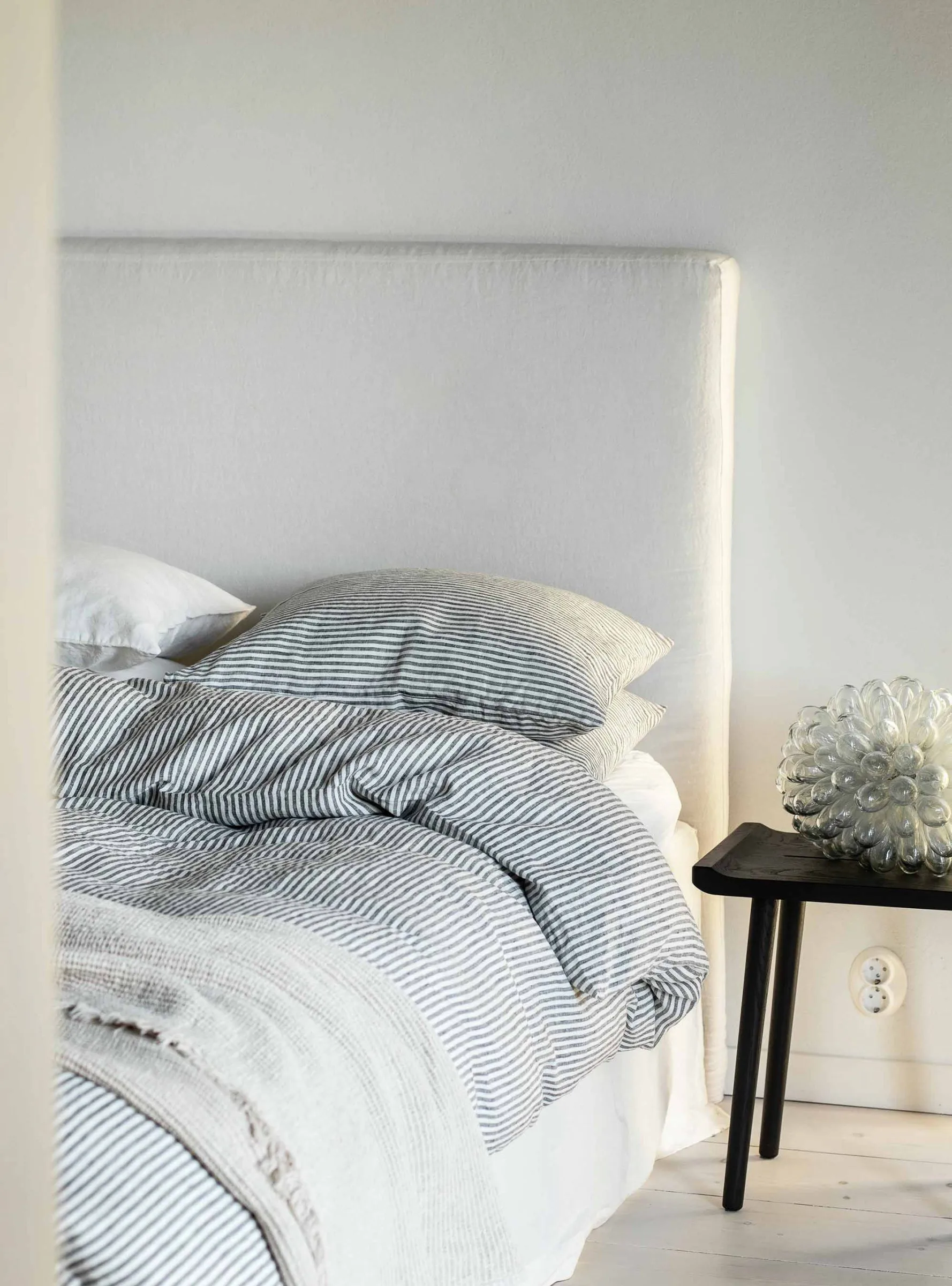 Housse de couette en lin 140x200 cm, Gris/blanc Tell Me More