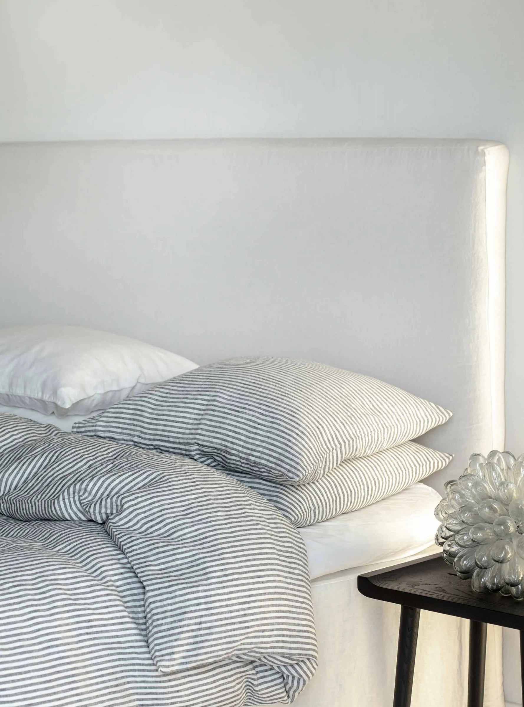 Housse de couette en lin 220x240 cm, Gris/blanc Tell Me More