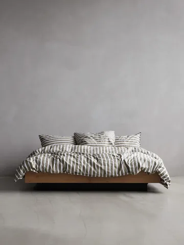 Housse de couette rayée Tell Me More en coton - Olive, 150x200 cm - Tell Me More