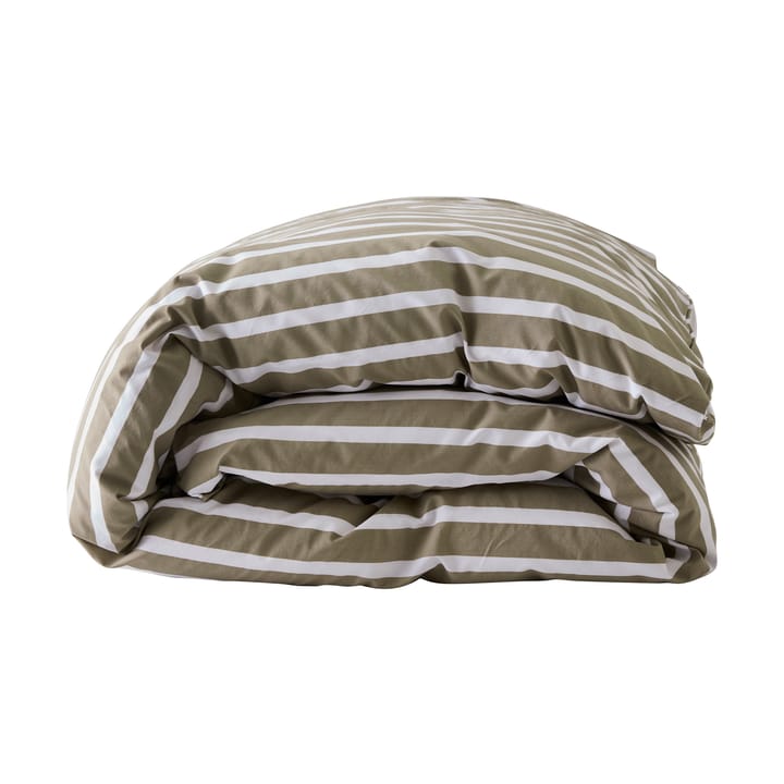 Housse de couette rayée Tell Me More en coton - Olive, 220x220 cm - Tell Me More