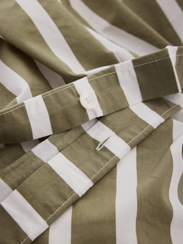 Housse de couette rayée Tell Me More en coton - Olive, 220x220 cm - Tell Me More