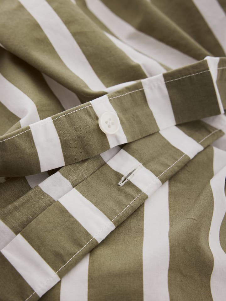 Housse de couette rayée Tell Me More en coton, Olive, 220x220 cm Tell Me More